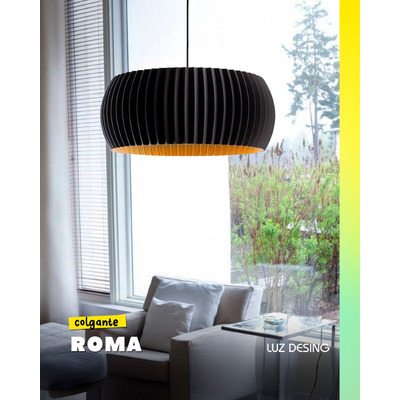 Lampara Colgante Roma 40cm Negro Sustentable 3d Apto Led E27