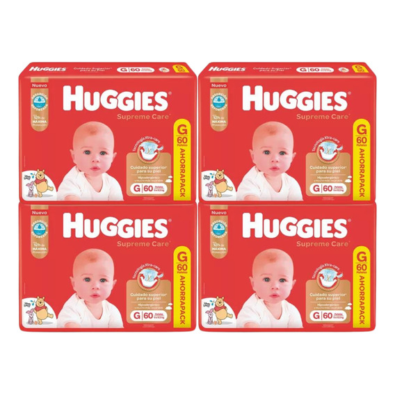 Pañales Bebes Huggies Supreme Care Todos Los Talles Pack X4