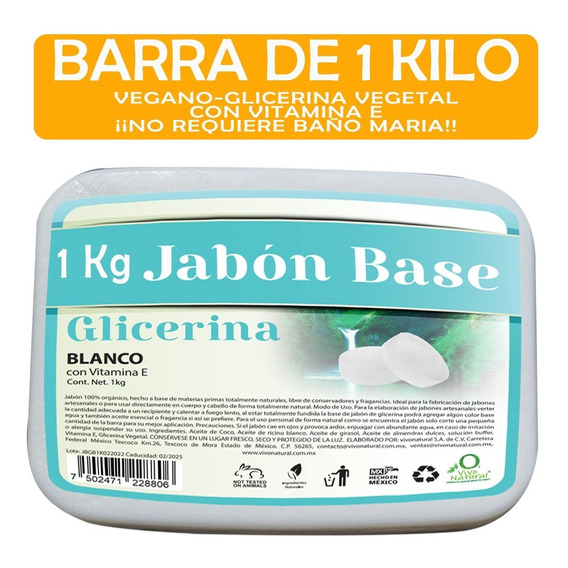 1 Kg Jabón Base Blanca De Glicerina Alta Dureza Vegano