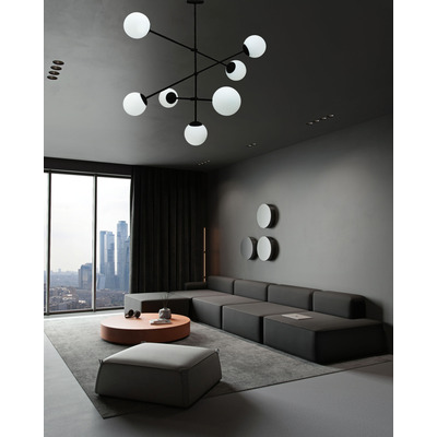 Araña Colgante Milo 7 Luces Negro Opal Apto Led E27 