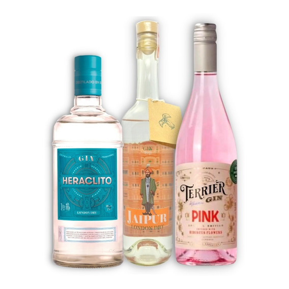 Kit Gin 1u Heraclito + 1u Jaipur + 1u Terrier Pink 750ml