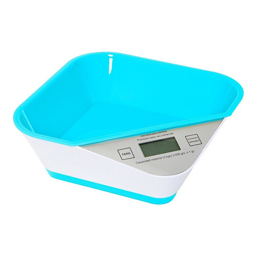 Balanza Digital De Cocina Con Contenedor Azul 3kg Con Pilas Capacidad máxima 3 kg Color Celeste
