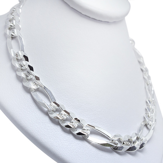 Cadena Hombre Gruesa Figaro Plata 925 Diamantada Collar 