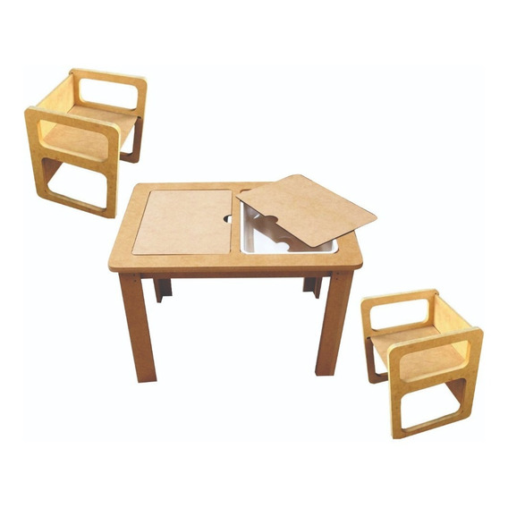 Mesa Sensorial Montessori Con 2 Sillas Montessori Evolutivas