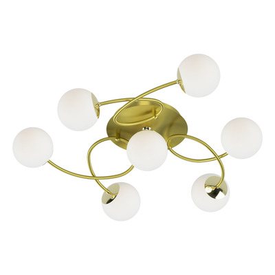 Plafon 7 Luces Relleu 1542om Apto Led G9 Dorado Vidrio Rd
