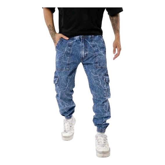 Jogger Mom Hombre Pantalon Jean Con Pasa Cinto Puños Premium