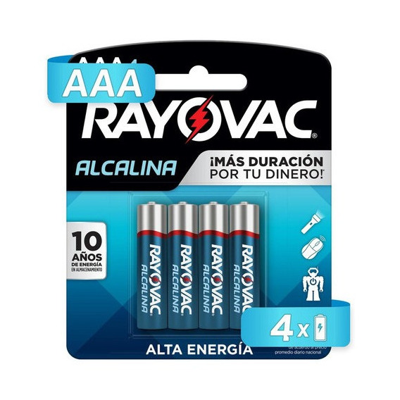 Pila Rayovac Alcalina Aaa Con 4 Unidades 1.5v 824-4la