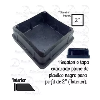 Tapon Regatón Cuadrado De 2in Interno De Plastico Negro 8pz