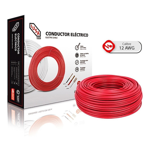Cable Thw-ls /thhw-ls Cal. 12 Rojo Iusa 99.9% Cobre 100 Mt