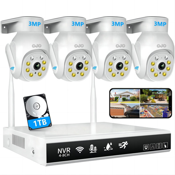 Ojo® Kit Camaras Vigilancia Kits De Seguridad Nvr Cctv 3mp