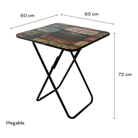 Mesa Plegable Cuadrada  60x60 - 11015 Negro