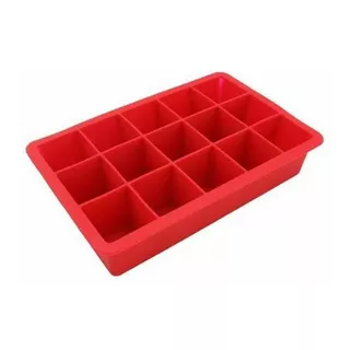 Bandeja Fôrma De Gelo Em Silicone Cubo 15 Cavidades Cor Vermelho