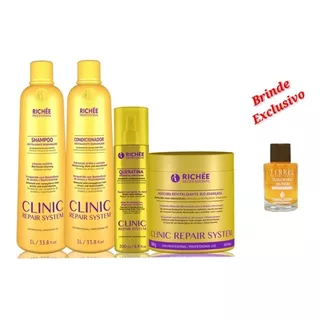 Richee Kit Clinic Repair Shampoo + Cond + Másc + Queratina