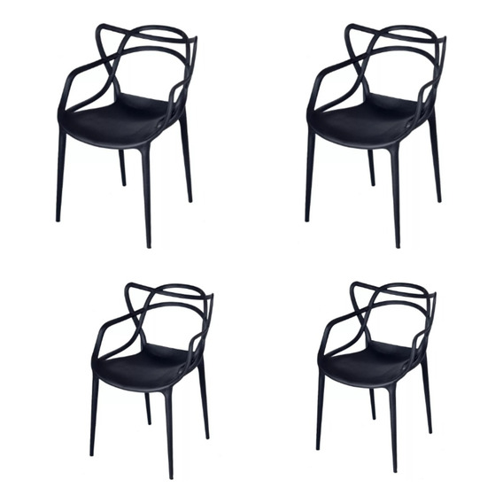 Silla de Comedor Master Allegra Color Negro X4 Unidades