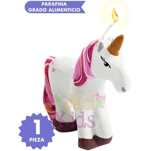Unicornio Vela Pastel Artículo Fiesta Decoración - Uni0m1
