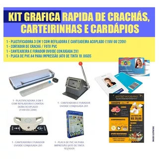 Kit Grafica Rapida De Crachás, Pvc, Carteirinhas E Cardápios