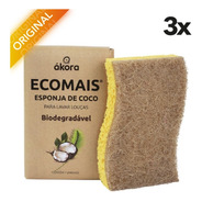 Kit C/ 3 Esponjas De Coco 100% Biodegradável Celulose Fibra