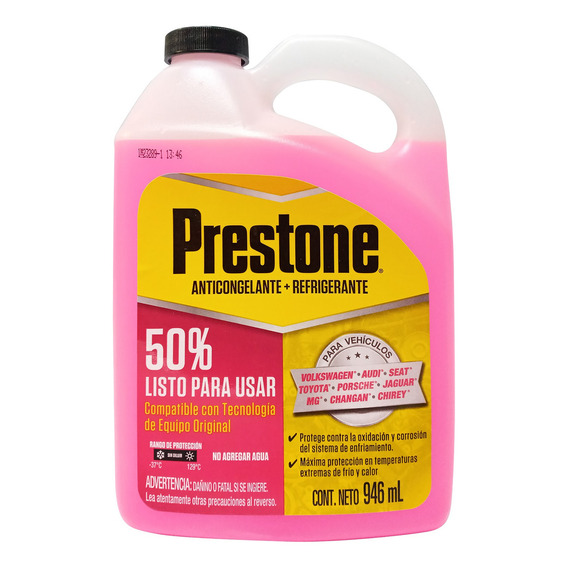 Líquido refrigerante/anticongelante Prestone AF9050M Rosa en bidón 1L