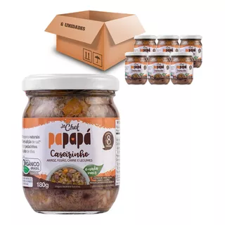 Kit 6 Caseirinho Orgânico Papapá Arroz Feijao Carne Leg 180g