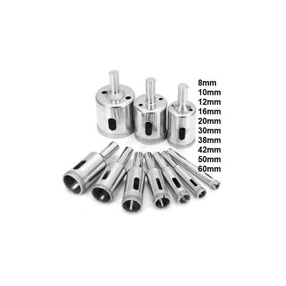 Mecha Copa Diamantada Set 10 Pz Broca Vidrio Cerámica Marmol