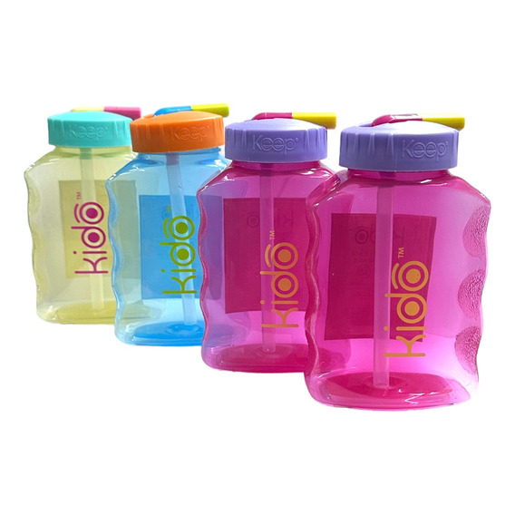 Pack 4 Botellas Toma Jugo Kido 250ml Niños Niñas Libre Bpa