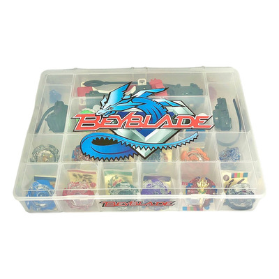 Kit Maleta 12 Bey Blade Batalha Beyblade Burst Metal Led Cor Colorida