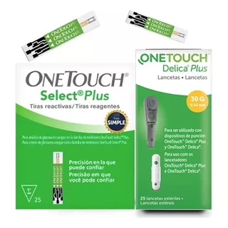 Kit Onetouch Select Plus Simple 25 Tiras Y 25 Lancetas