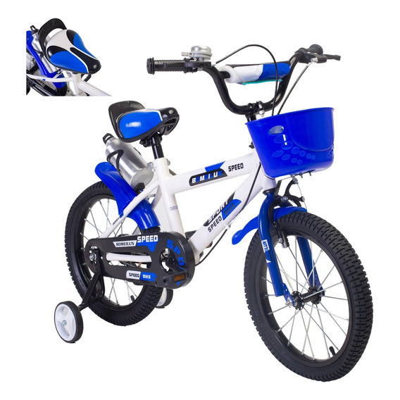 Bicicleta Entrenadora Para Niños Aeiou Qk-11 Con Campana R12 Color Azul Tamaño Del Cuadro 12