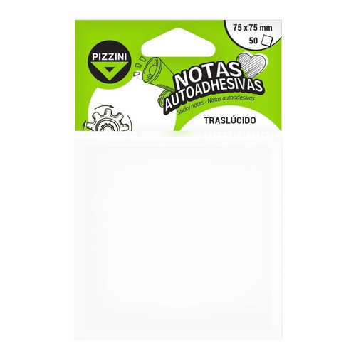 Notas Autoadhesivas Pizzini 75x75 Blanco Traslucido Taco