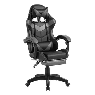 Silla De Escritorio Vonne Sv-g0 Gamer Ergonómica  Negro Y Gris Con Tapizado De Cuero Sintético