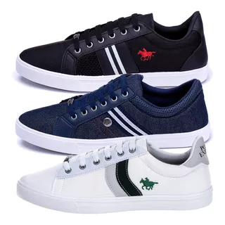 Kit 3 Pares Sapatênis Masculino Polo Energy Sapatos Original