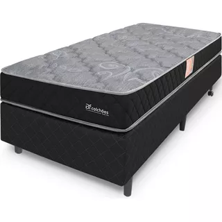 Bf Colchões Cama Box Solteirão Ortopédico Espuma D45 Extra Firme 203x97x51cm Cor Preto