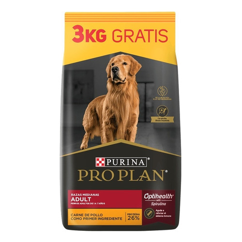 Alimento Pro Plan OptiHealth Pro Plan para perro adulto de raza mediana sabor pollo y arroz en bolsa de 18 kg