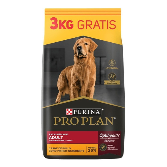 Alimento Pro Plan OptiHealth Pro Plan para perro adulto de raza mediana sabor pollo y arroz en bolsa de 18 kg