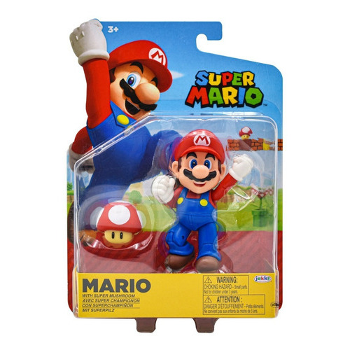 Mario Con Super Champiñon Figura 9cm Jakks Pacific