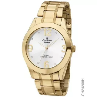 Relógio Feminino Dourado Grande Champion Ch24268h Original