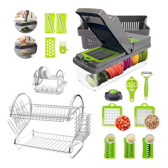 Cortador Picador Alimentos Verduras + Porta Platos Trastes 