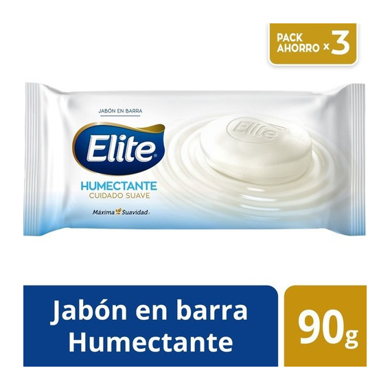 Jabón Barra Elite Humectante Cuidado Suave Pack 3 Un 90 Gr