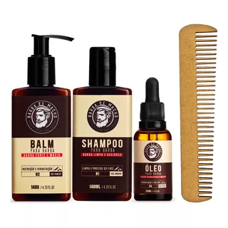 Shampoo Barba Cabelo +oleo Vegetal +balm Hidratante + Brinde