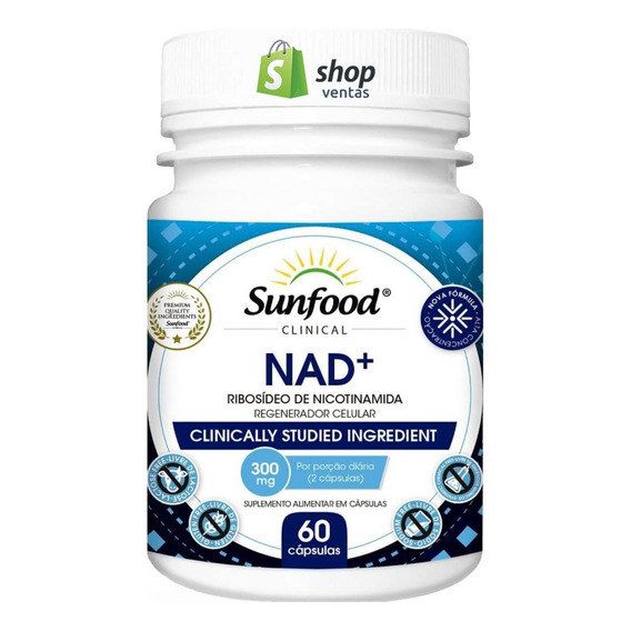 Nad+ Ribosido De Nicotinamida 300 Mg 60 Cápsulas Sunfood