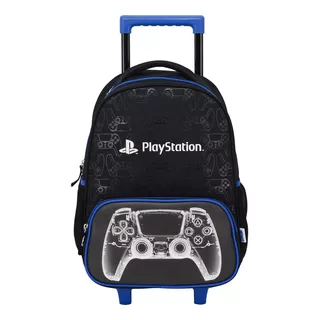 Mochila Escolar Rodinha Playstation Cor Preto