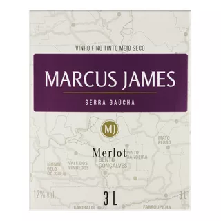 Marcus James Meio Seco Merlot Vinho Tinto Em Bag In Box 3l