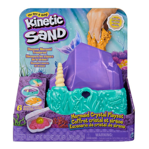 Set Kinetic Sand Mermaid Crystal de sirena con herramientas 481g 3+