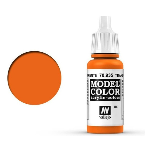 Vallejo Model Color 17ml Pintura Acrílica Color 185 Naranja Transparente 70.935