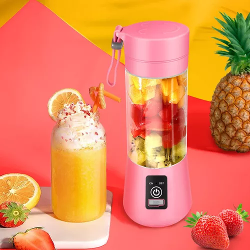 Batidora portátil USB, mezclador de jugo de frutas, mini batería recargable  portátil, mezclador de jugo, 12.8 fl oz (rosa)