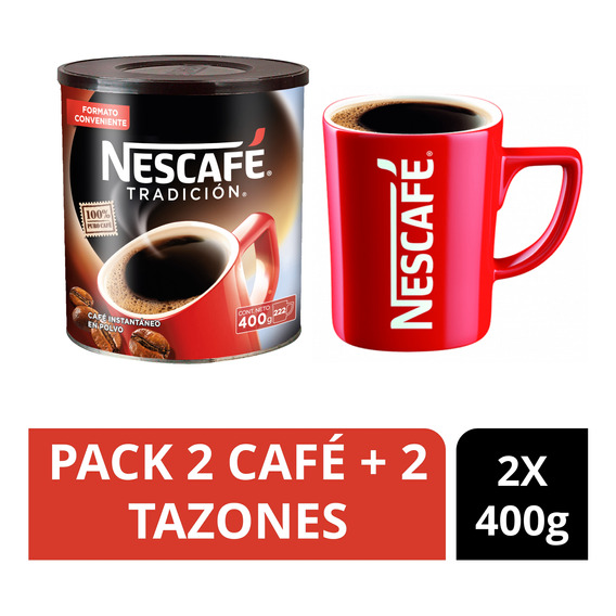 Pack Café Nescafé® Tradición 400g X2 + 2 Tazones De Regalo