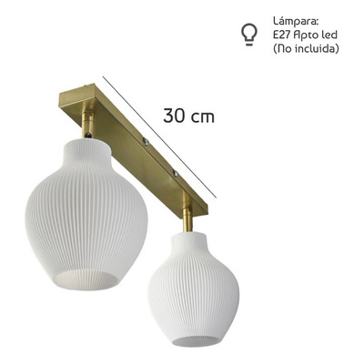 Aplique 2 Luces Tulip 3d Dorado Deco Moderno Apto Led Lmp