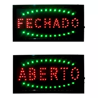 Placa Letreiro Painel Luminoso Led Aberto/fechado 2 Em 1