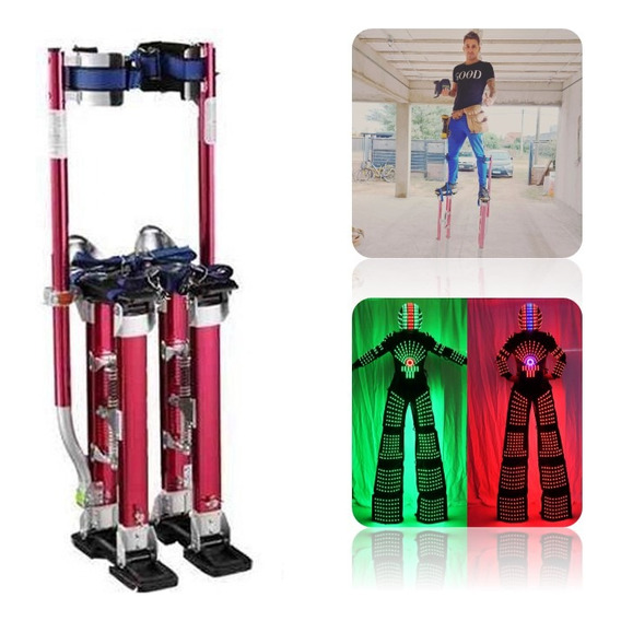 Zancos De Aluminio Rojos Durlock Robot Led Acrobacia Reforza