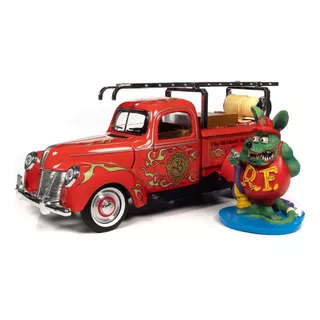 Miniatura Rat Fink Trcuk Bombeiro C/ Boneco Auto World 1:18